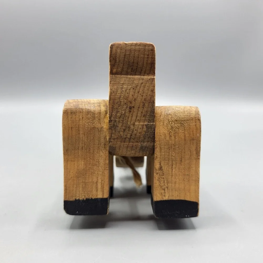 Vintage Wooden Reindeer Moose Figurine Christmas Holiday Decor Rustic Folk Art